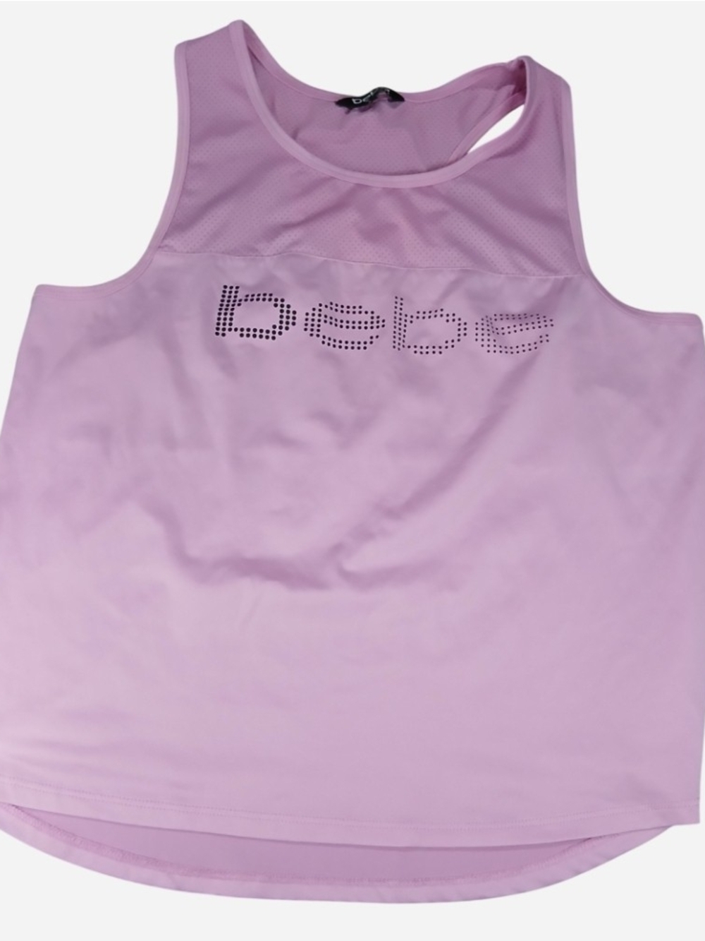 Bebe Women's Sport Pink Tank Top M Logo Sleeveless Stretch